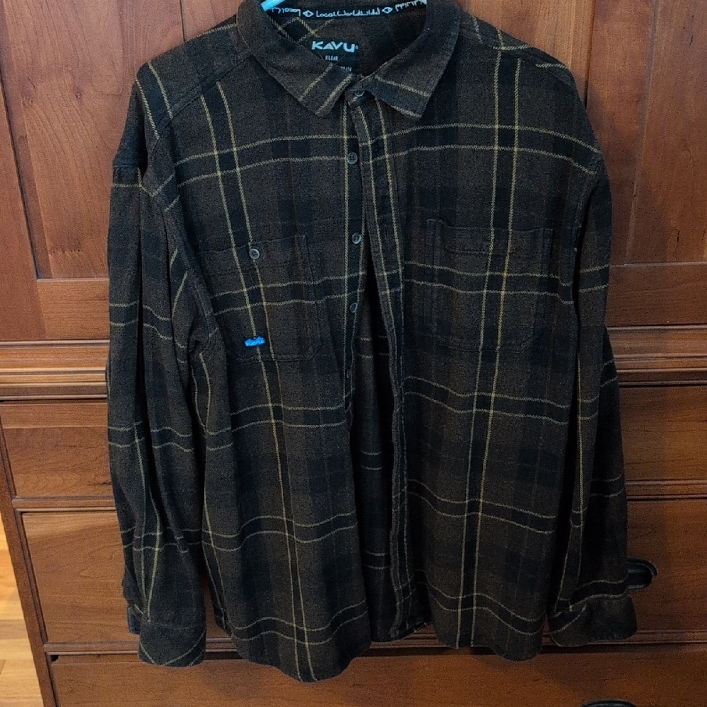 Kavu Men's Brown Plaid Casual Button Down Shirt